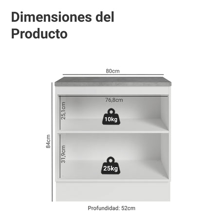 Gabinete de Cocina Vik Blanco y Gris 80x84cm sin Mesón sin Pozuelo - MUEBLES INFERIORES DE COCINA | Bylmo