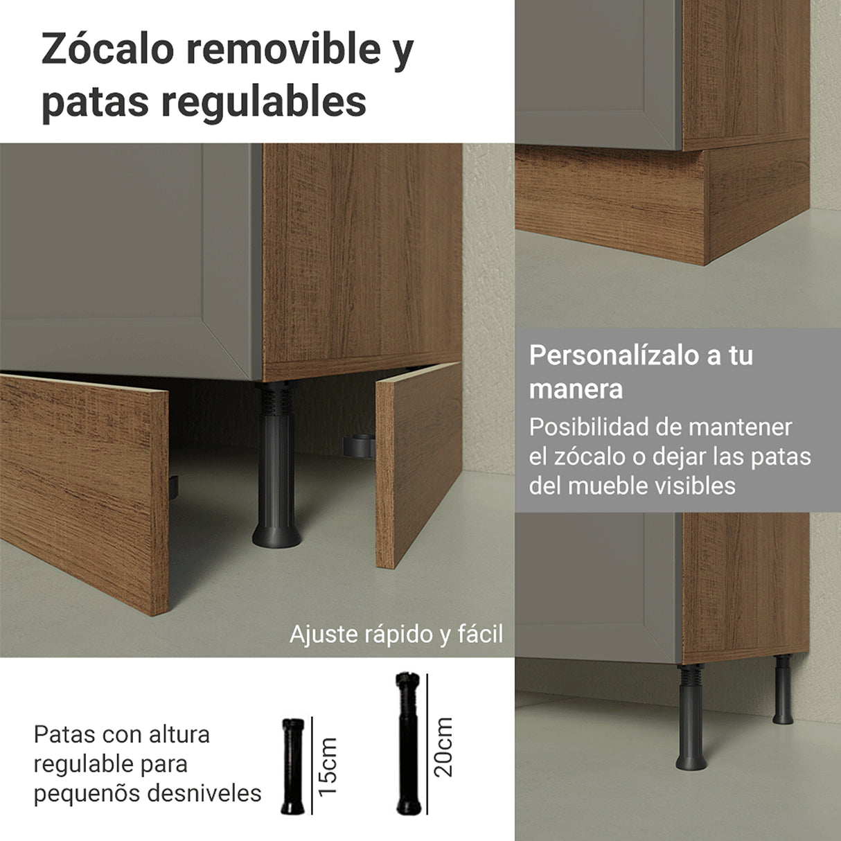 Gabinete de Cocina Vik Marrón y Gris 80x84cm sin Mesón sin Pozuelo - MUEBLES INFERIORES DE COCINA | Bylmo