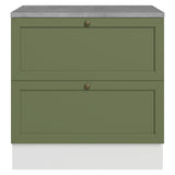 Gabinete de Cocina Vik Blanco y Verde 80x84cm sin Mesón sin Pozuelo y con Dos Cajones - MUEBLES INFERIORES DE COCINA | Bylmo