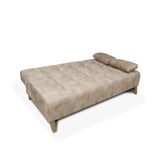 Sofacama Leroy Camel 180x85cm Reclinable De Tres Puestos Con Apoya Brazos