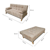 Sofacama Leroy Camel 180x85cm Reclinable De Tres Puestos Con Apoya Brazos