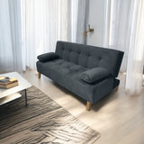 Sofacama Glaser Gris Oscuro 180x85cm Reclinable De Tres Puestos Con Apoya Brazos