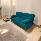 Sofacama Glaser Turquesa 180x85cm Reclinable de Tres Puestos con Apoya Brazos