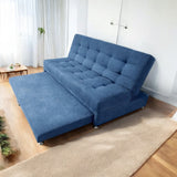Sofá Cama Tarima Brooke Azul Petróleo 190x95cm Reclinable De Tres Puestos Sin Apoya Brazos