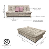 Sofá Cama Agassi Camel 190x95cm Reclinable de Tres Puestos sin Apoya Brazos