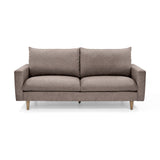 Sofá Taupe y Matiz Caoba 195x93cm de Tres Puestos con Apoya Brazos y con Patas