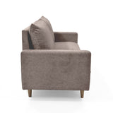 Sofá Taupe y Matiz Caoba 195x93cm de Tres Puestos con Apoya Brazos y con Patas