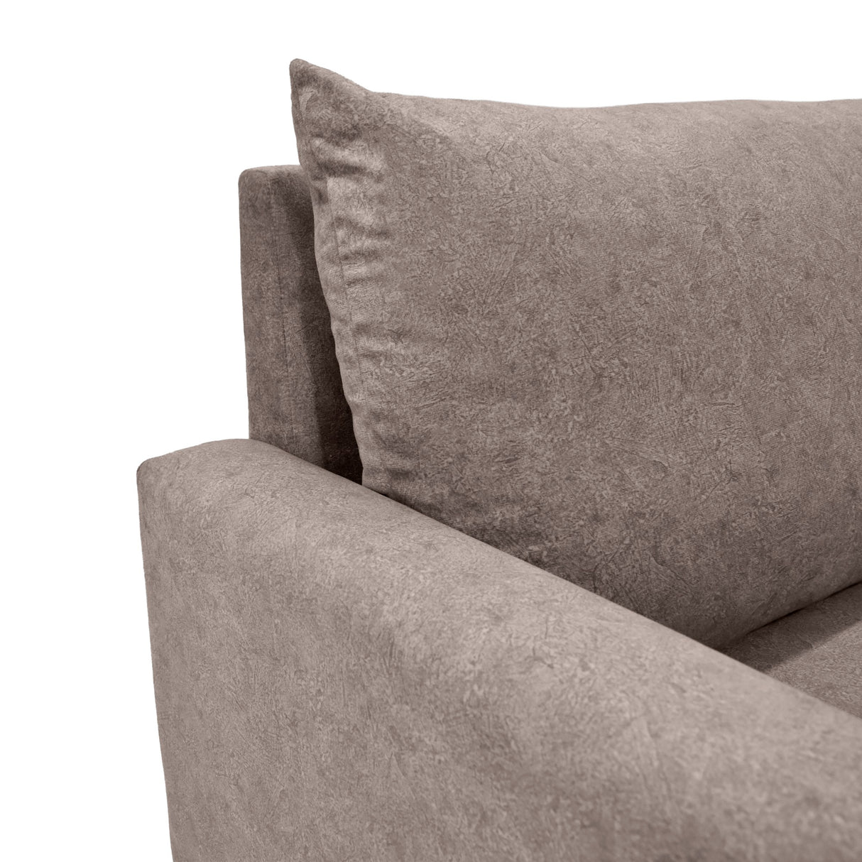 Sofá Taupe y Matiz Caoba 195x93cm de Tres Puestos con Apoya Brazos y con Patas
