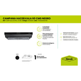Campana Extractora Haceb Kala Negro 60x11.6cm 110 Voltios de Tres Velocidades y con Iluminación - CAMPANAS Y EXTRACTORES | Bylmo