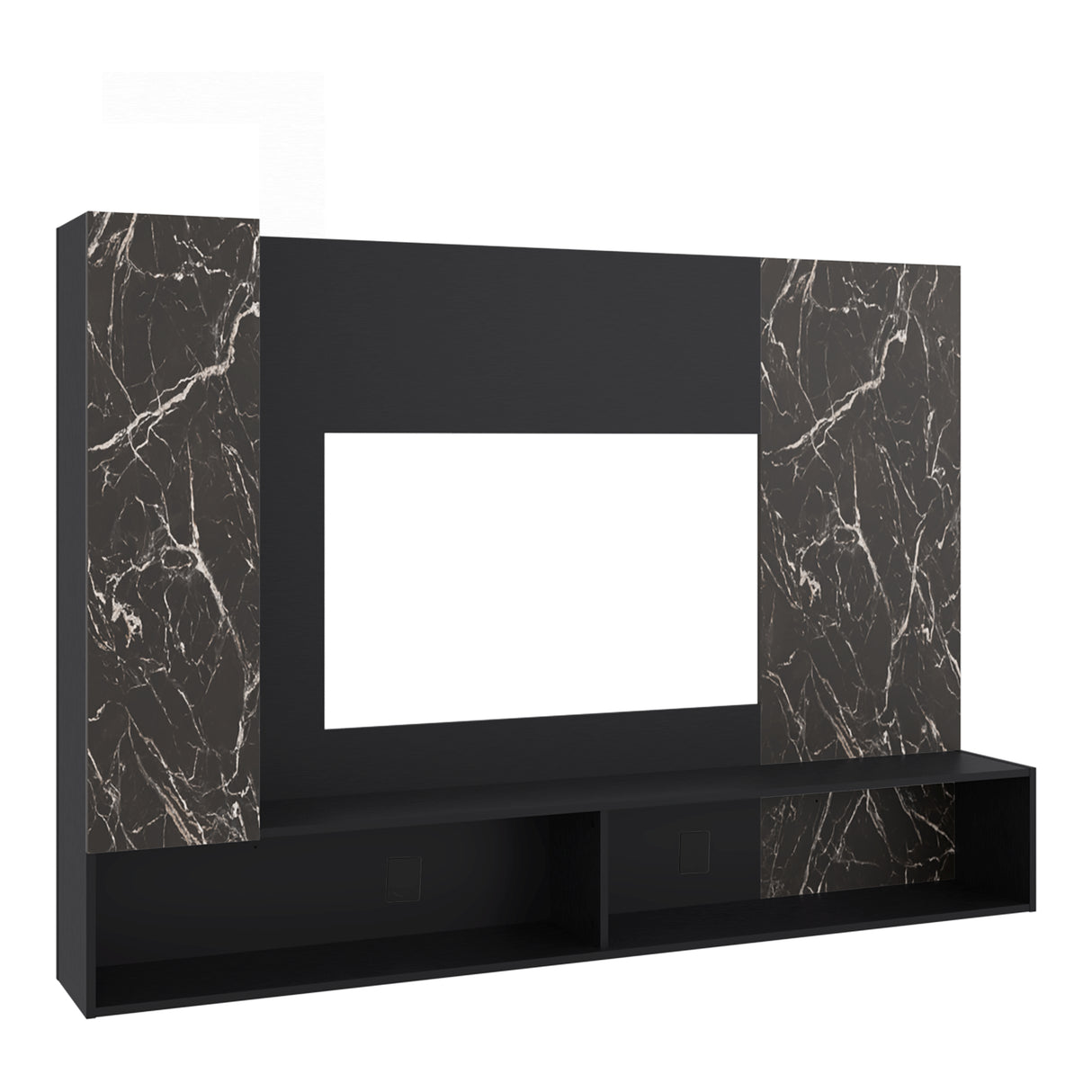 Panel de TV Beta Wengue y Mamba 185x128.5cm para TV Hasta 65 Pulgadas con Dos Compartimientos - MUEBLES DE TV | Bylmo