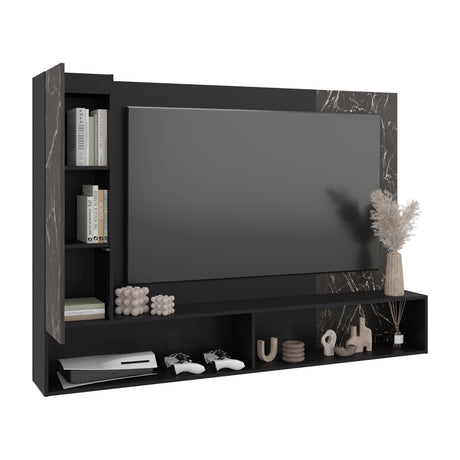 Panel de TV Beta Wengue y Mamba 185x128.5cm para TV Hasta 65 Pulgadas con Dos Compartimientos - MUEBLES DE TV | Bylmo