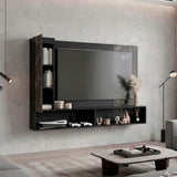 Panel de TV Beta Wengue y Mamba 185x128.5cm para TV Hasta 65 Pulgadas con Dos Compartimientos - MUEBLES DE TV | Bylmo