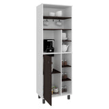 Mueble Auxiliar de Cocina Carajillo Blanco y Nogal 60x180cm con Cinco Compartimientos y con Cinco Entrepaños - BARRAS Y MUEBLES AUXILIARES | Bylmo