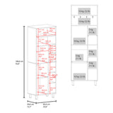 Mueble Auxiliar de Cocina Carajillo Blanco y Nogal 60x180cm con Cinco Compartimientos y con Cinco Entrepaños - BARRAS Y MUEBLES AUXILIARES | Bylmo