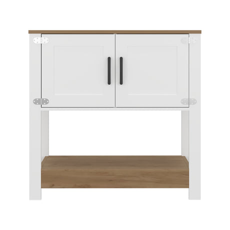 Mueble Auxiliar de Cocina Latte Blanco y Fresno 89x88cm con Dos Compartimientos - BARRAS Y MUEBLES AUXILIARES | Bylmo