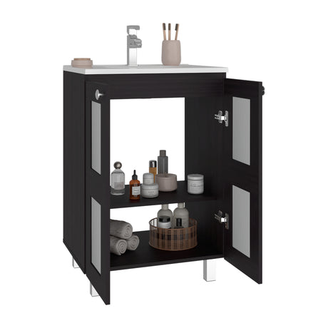 Mueble para Lavamanos Haysi Wengue 59.3x86.5cm Individual con Lavamanos y con Dos Puertas - MUEBLES PARA LAVAMANOS | Bylmo