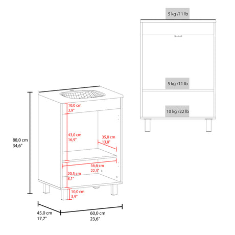Mueble para Lavamanos Haysi Wengue 59.3x86.5cm Individual con Lavamanos y con Dos Puertas - MUEBLES PARA LAVAMANOS | Bylmo