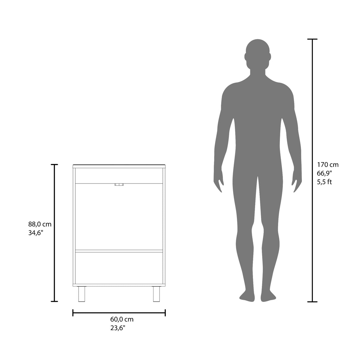 Mueble para Lavamanos Haysi Wengue 59.3x86.5cm Individual con Lavamanos y con Dos Puertas - MUEBLES PARA LAVAMANOS | Bylmo