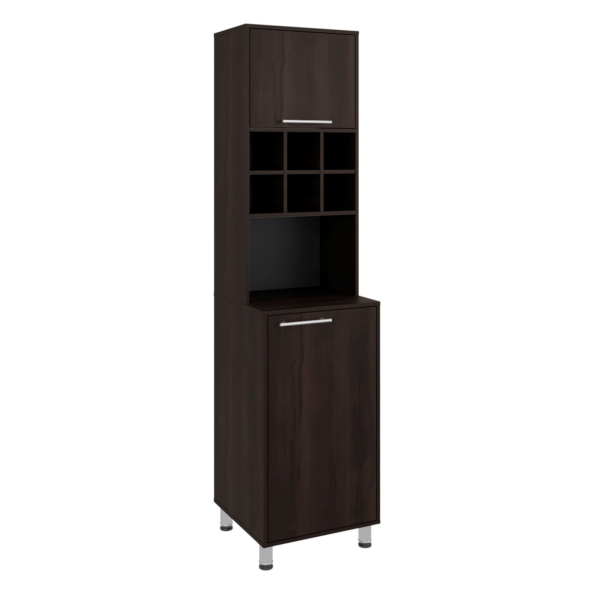 Alacena Attica Nogal 50x204cm con Dos Puertas y con Patas - ALACENAS Y MUEBLES MICROONDAS | Bylmo