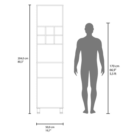 Alacena Attica Nogal 50x204cm con Dos Puertas y con Patas - ALACENAS Y MUEBLES MICROONDAS | Bylmo