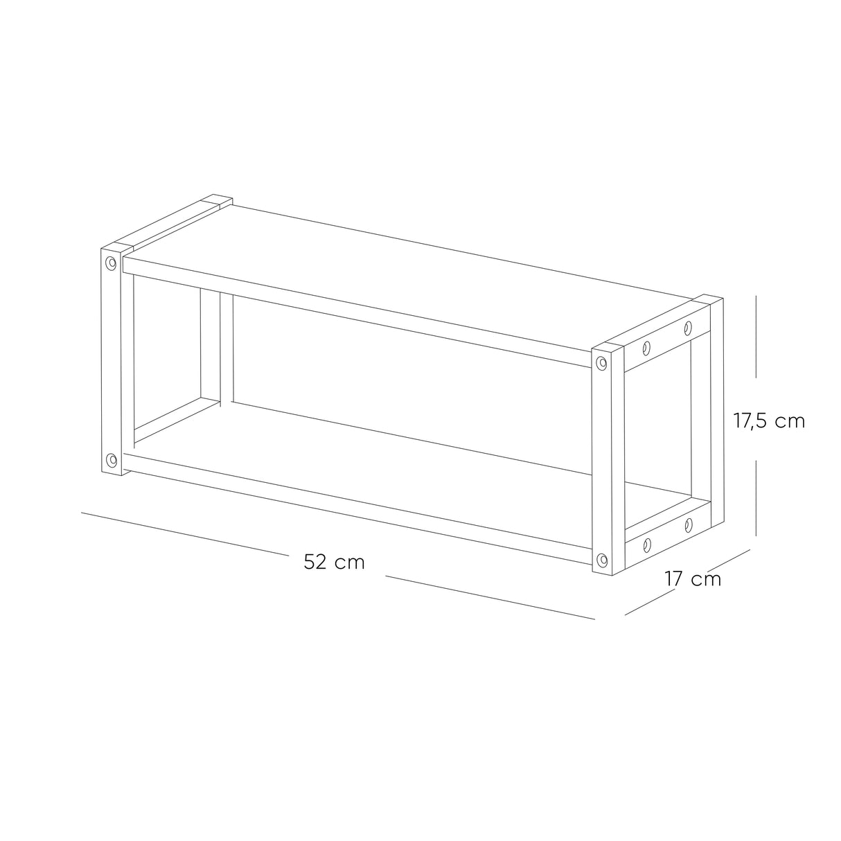 Repisa Vega Blanco y Negro 52x18cm Rectangular con Dos Entrepaños