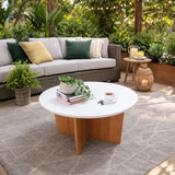 Mesa de Centro Lenon Madera Natural y Blanco 69x42cm Circular