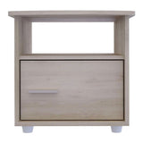 Mesa de Noche Emma Ceniza 48x46.8cm con Una Puerta y Un Entrepaño