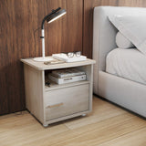 Mesa de Noche Emma Ceniza 48x46.8cm con Una Puerta y Un Entrepaño