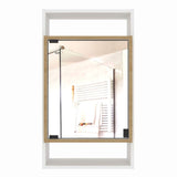 Gabinete con Espejo para Baño Galicia Rovere y Blanco 43x75cm Rectangular con Una Puerta y Tres Entrepaños