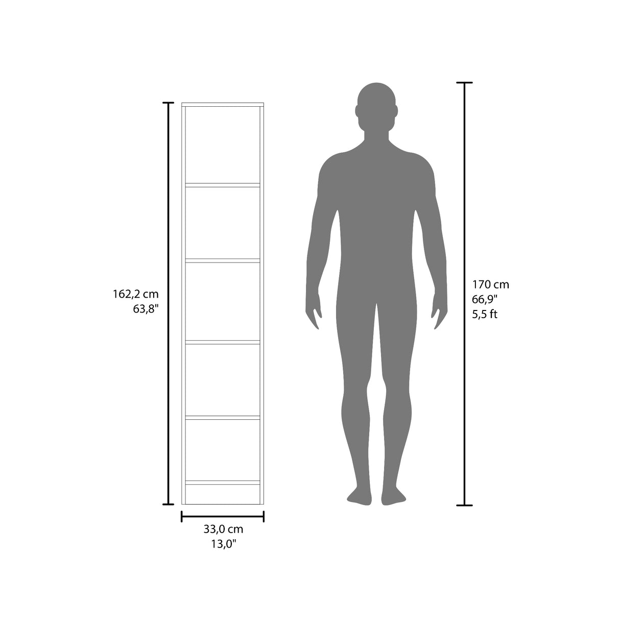 Mueble Auxiliar para Baño Bath Avellana y Blanco 33x162.2cm con Cuatro Entrepaños