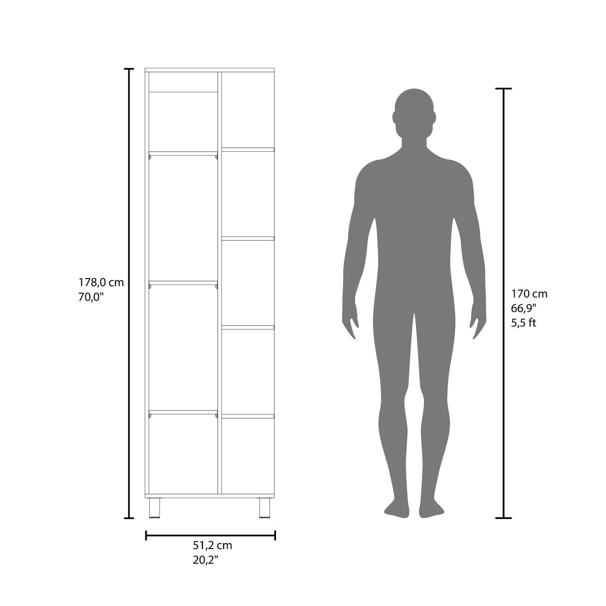 Optimizador de Baño Bath Positano y Blanco 51.2x178.1cm con Siete Entrepaños