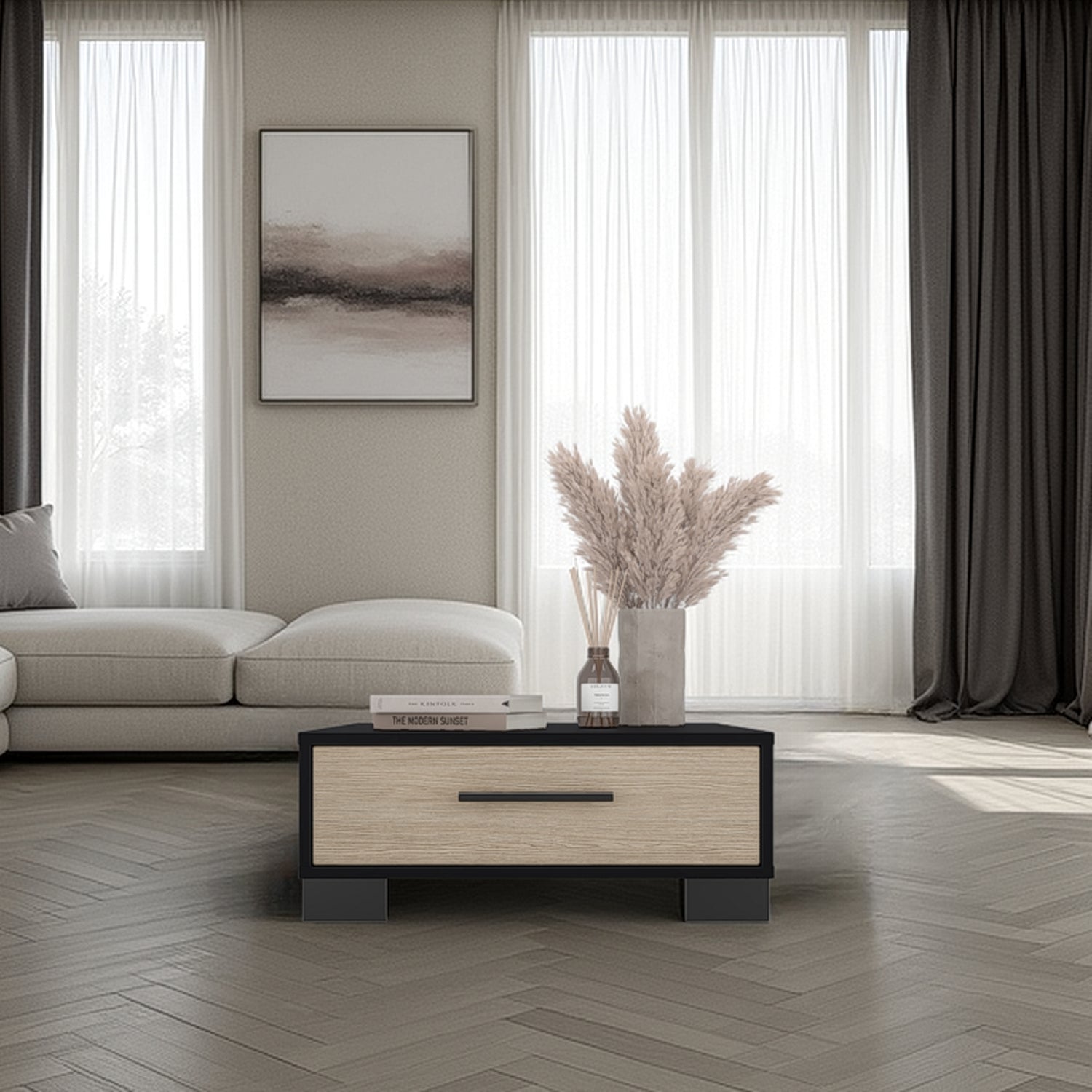 Mesa de Centro Marsella Wengue y Cartagena 60x23.8cm Cuadrado con Patas