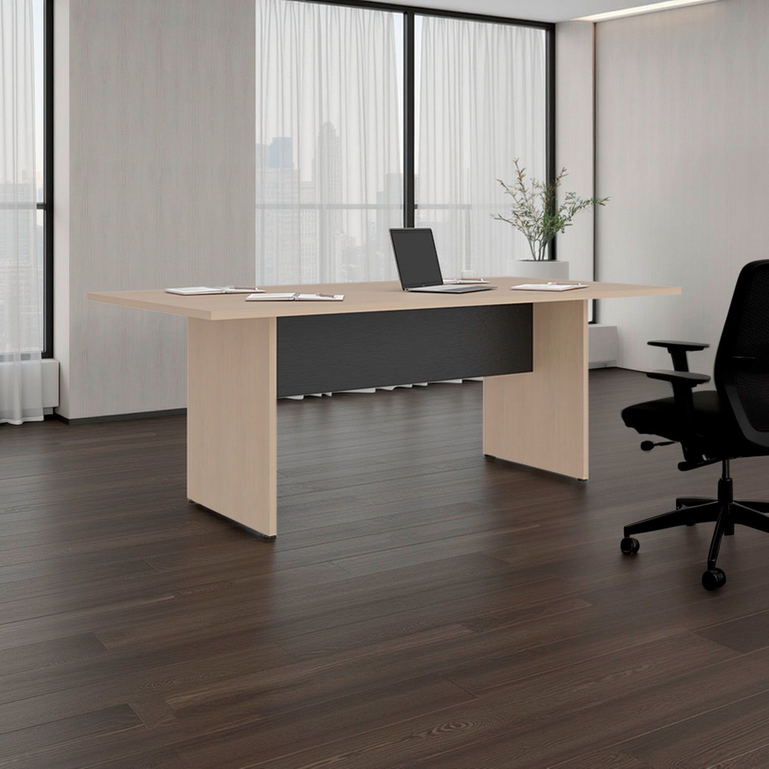 Mesa de Juntas Office M Cartagena y Wengue 200x75cm Rectangular con Patas