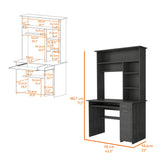 Escritorio Hutch Roble y Gris 110x180.7cm con Un Cajón y con Organizador de Libros
