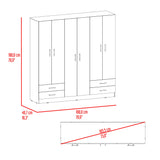 Closet Petunia Fresno Europeo y Blanco 180x180cm con Seis Puertas y con Cuatro Cajones