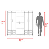 Closet Petunia Fresno Europeo y Blanco 180x180cm con Seis Puertas y con Cuatro Cajones