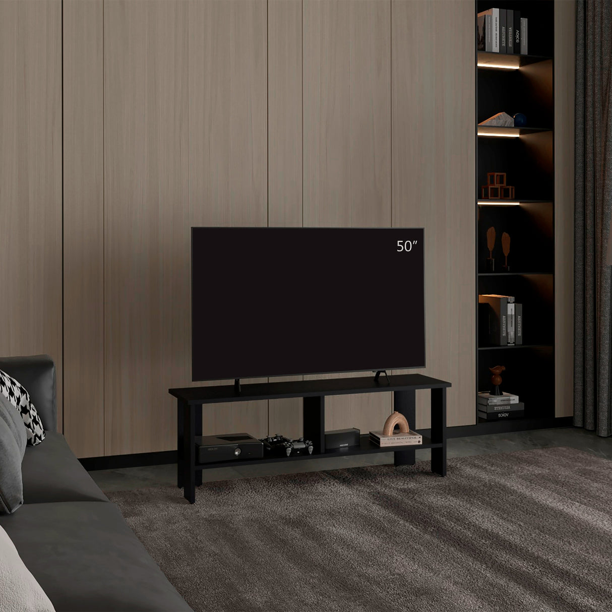 Mesa para TV Navia Plus Wengue 120.3x41.9cm para TV Hasta 55 Pulgadas con Dos Compartimientos