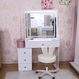 Tocador Jazmín Blanco 32x169cm de Un Puesto con Cuatro Cajones con Espejo y con Iluminación