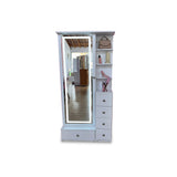 Tocador Vanity Blanco 32x180cm de Un Puesto con Seis Cajones con Espejo y con Iluminación