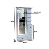 Tocador Vanity Blanco 32x180cm de Un Puesto con Seis Cajones con Espejo y con Iluminación