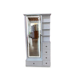 Tocador Vanity Blanco 32x180cm de Un Puesto con Seis Cajones con Espejo y con Iluminación