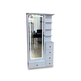 Tocador Vanity Blanco 32x180cm de Un Puesto con Seis Cajones con Espejo y con Iluminación