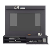 Panel de TV Bowie Plomo 162x143cm Flotante Para TV Hasta 65 Pulgadas con Dos Compartimientos y con Ranura para Cables