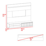 Panel de TV Bowie Plomo 162x143cm Flotante Para TV Hasta 65 Pulgadas con Dos Compartimientos y con Ranura para Cables