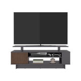 Rack de TV Bowie Plomo y Ocaso 130.2x46.1cm Para TV Hasta 55 Pulgadas con Tres Compartimientos y con Ranura para Cables