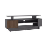 Rack de TV Bowie Plomo y Ocaso 130.2x46.1cm Para TV Hasta 55 Pulgadas con Tres Compartimientos y con Ranura para Cables