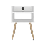 Mesa de Noche Didi Blanco 40x58cm con Un Compartimiento y con Conector de Carga USB