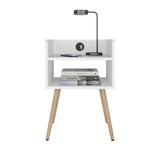 Mesa de Noche Didi Blanco 40x58cm con Un Compartimiento y con Conector de Carga USB