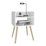Mesa de Noche Didi Blanco 40x58cm con Un Compartimiento y con Conector de Carga USB