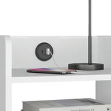 Mesa de Noche Didi Blanco 40x58cm con Un Compartimiento y con Conector de Carga USB